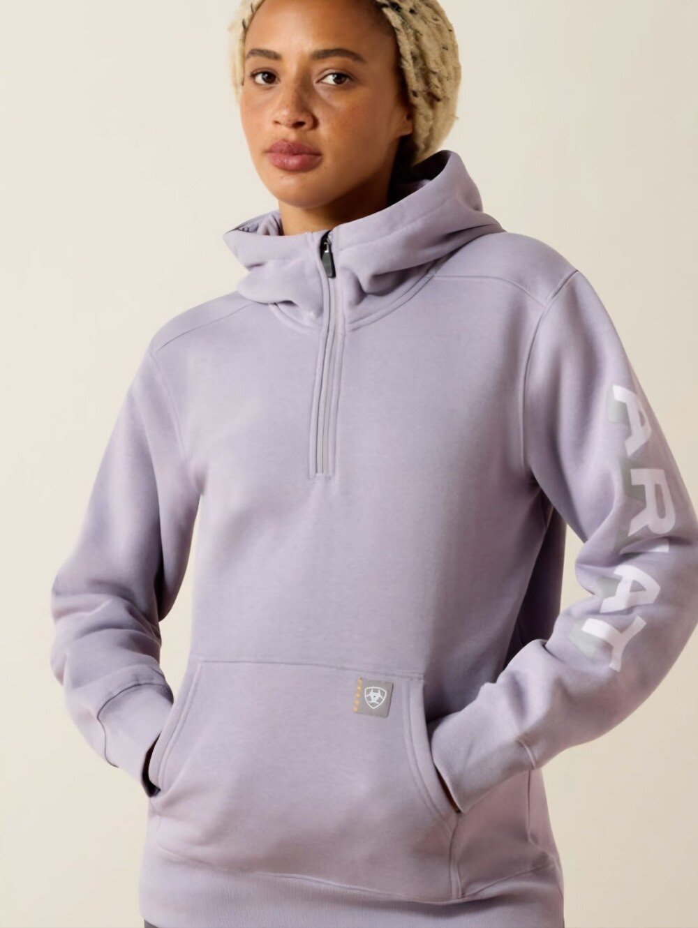 Ariat Women's Rebar Lightweight Logo 1/2 Zip Sweatshirt Prurple Ash/thistle Med
